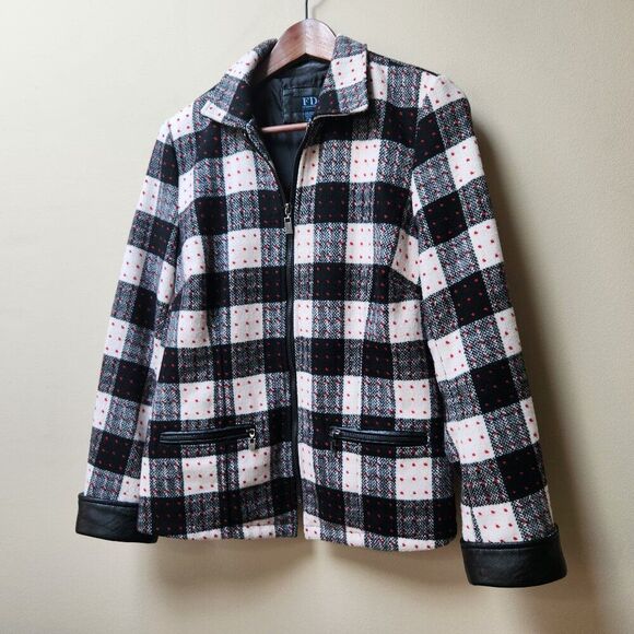 Vintage plaid faux leather jacket / M - Picture 2 of 6